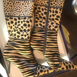 Antonio Melanie Calf Hair Leopard Print Boots